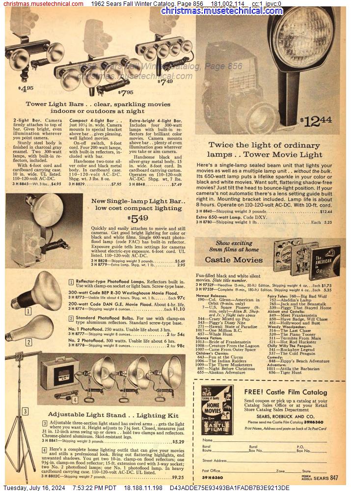 1962 Sears Fall Winter Catalog, Page 856