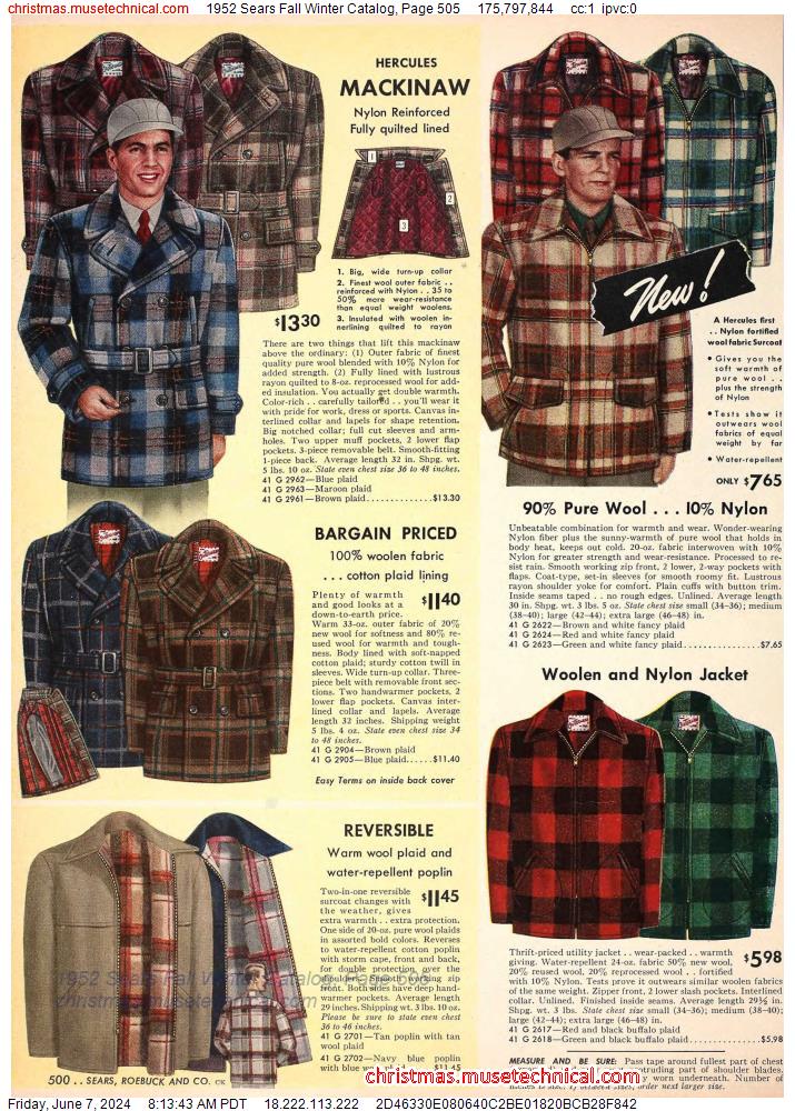 1952 Sears Fall Winter Catalog, Page 505