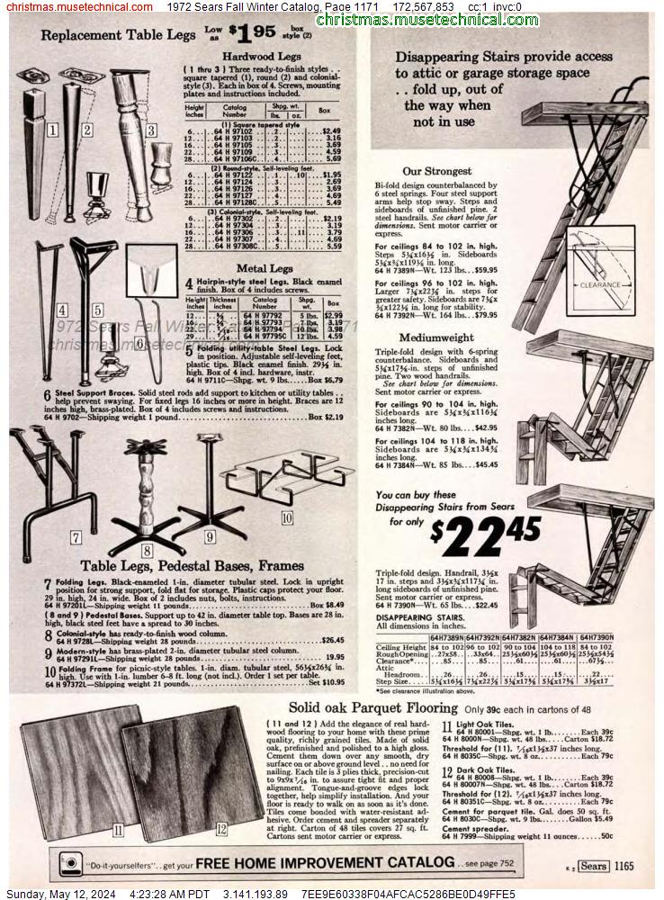 1972 Sears Fall Winter Catalog, Page 1171