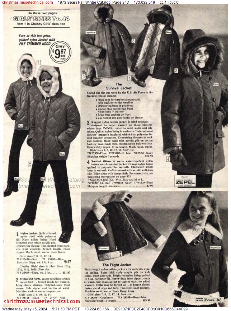 1973 Sears Fall Winter Catalog, Page 343