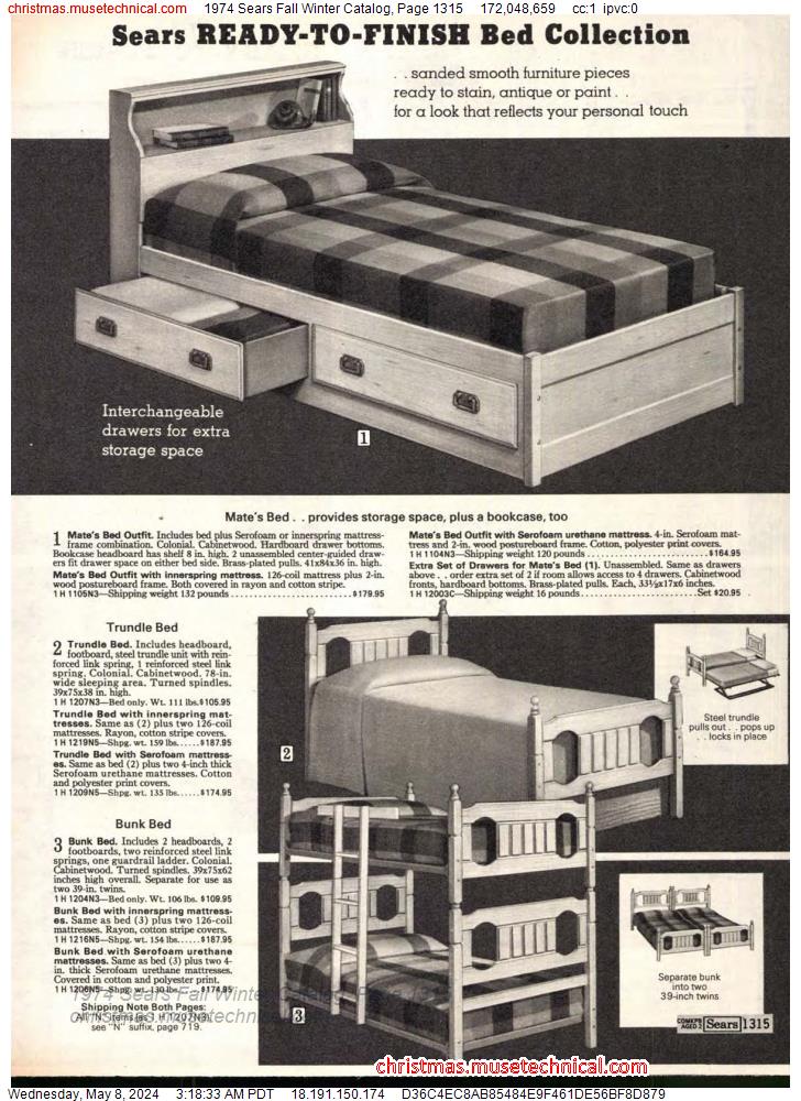 1974 Sears Fall Winter Catalog, Page 1315
