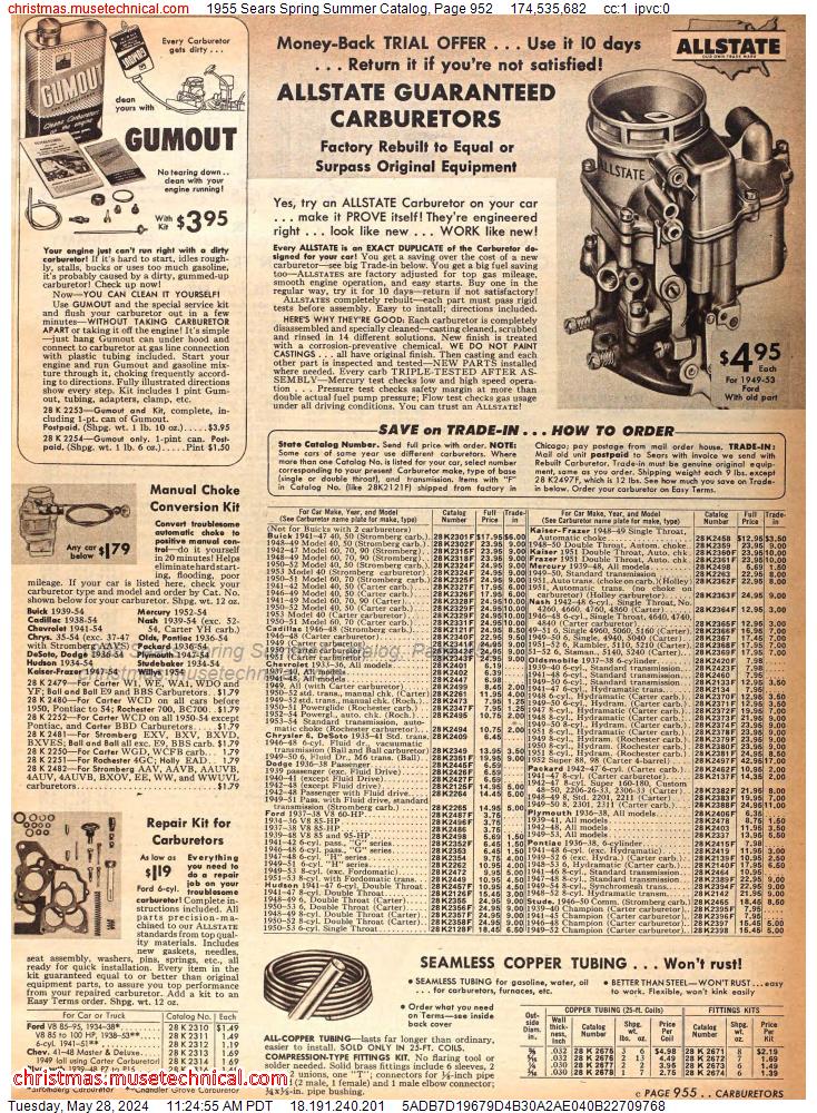 1955 Sears Spring Summer Catalog, Page 952