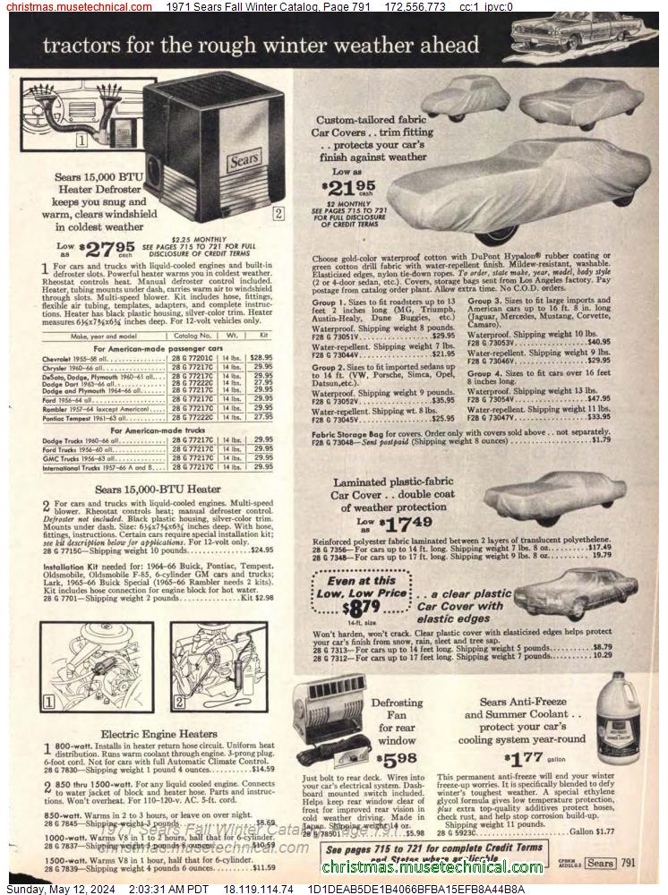 1971 Sears Fall Winter Catalog, Page 791