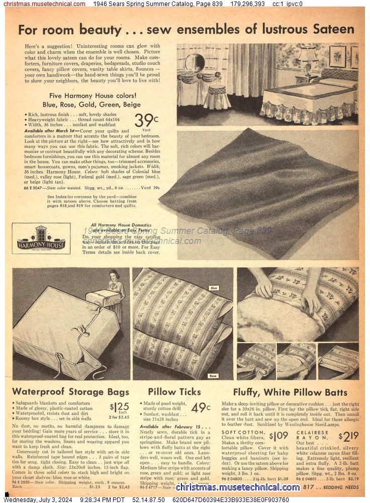 1946 Sears Spring Summer Catalog, Page 839