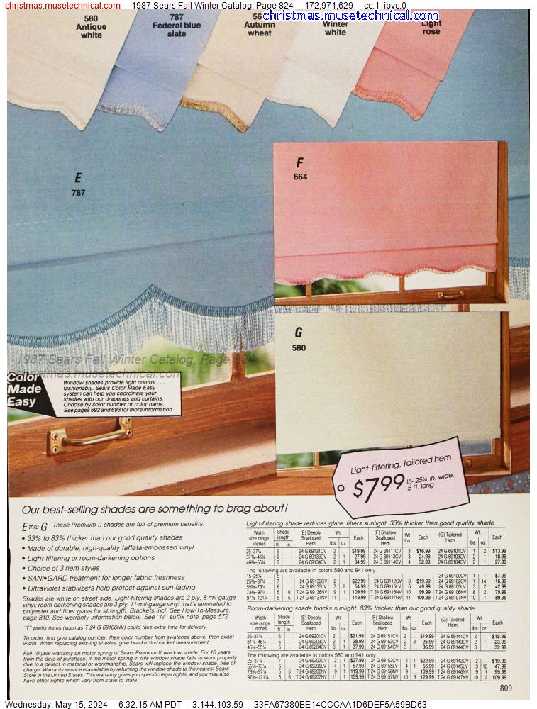 1987 Sears Fall Winter Catalog, Page 824
