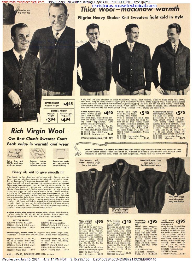 1950 Sears Fall Winter Catalog, Page 410