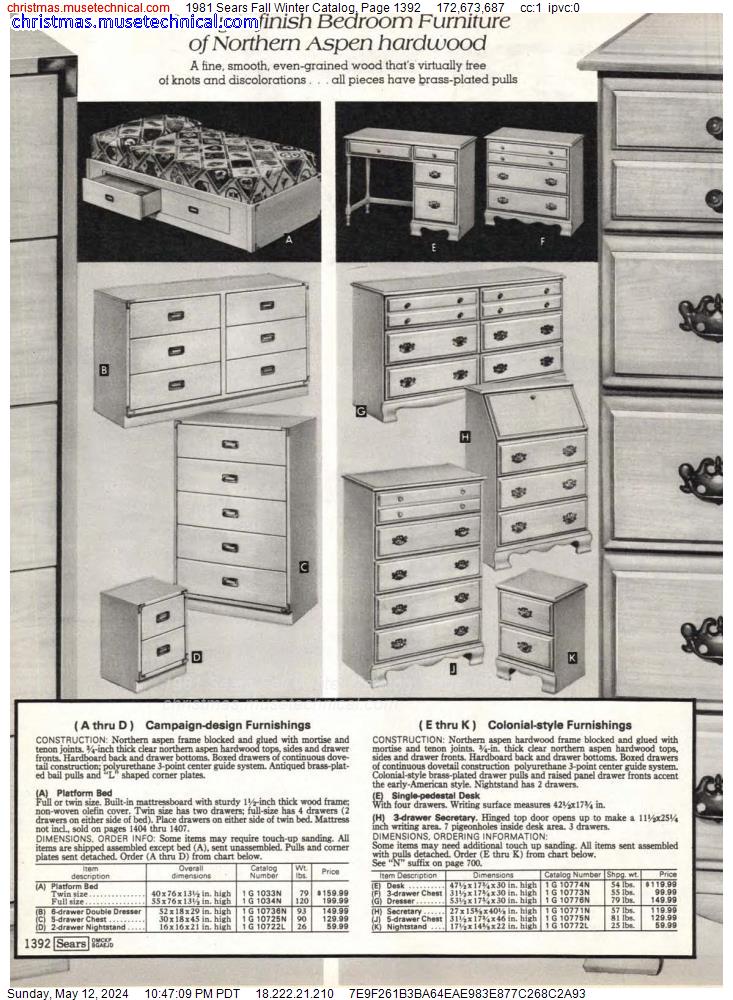 1981 Sears Fall Winter Catalog, Page 1392