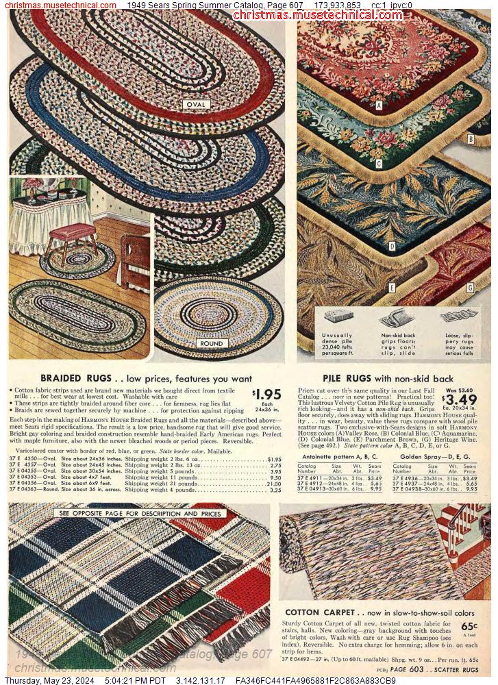 1949 Sears Spring Summer Catalog, Page 607