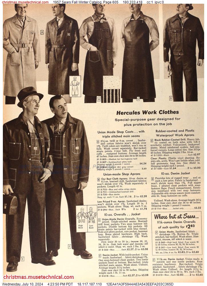 1957 Sears Fall Winter Catalog, Page 605