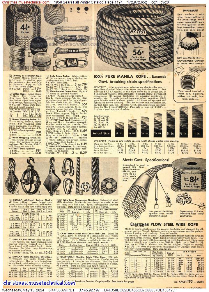 1950 Sears Fall Winter Catalog, Page 1194