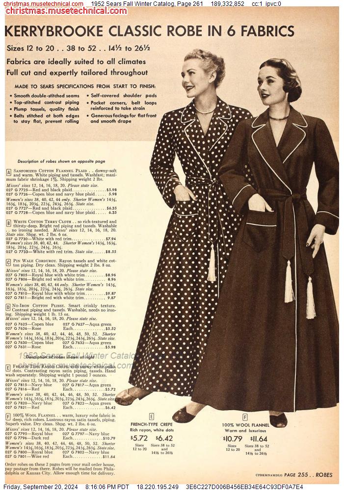 1952 Sears Fall Winter Catalog, Page 261