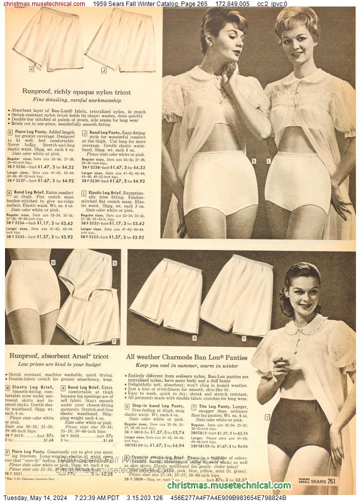 1959 Sears Fall Winter Catalog, Page 265