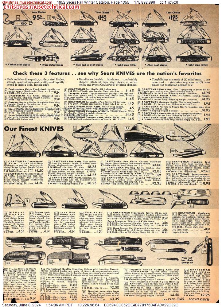 1952 Sears Fall Winter Catalog, Page 1355