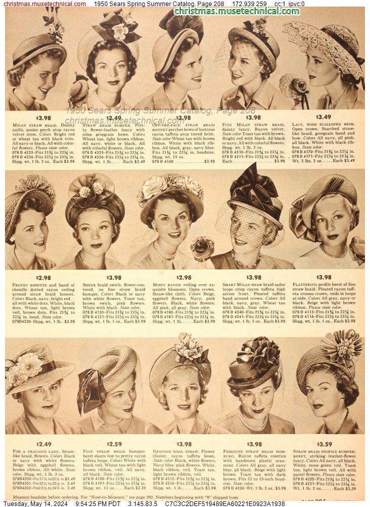 1950 Sears Spring Summer Catalog, Page 208