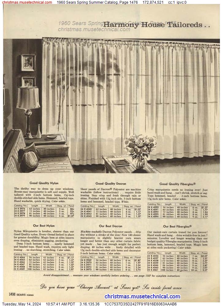 1960 Sears Spring Summer Catalog, Page 1476
