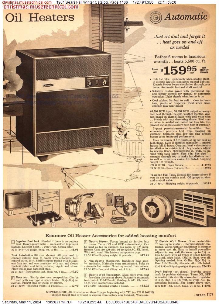 1961 Sears Fall Winter Catalog, Page 1166