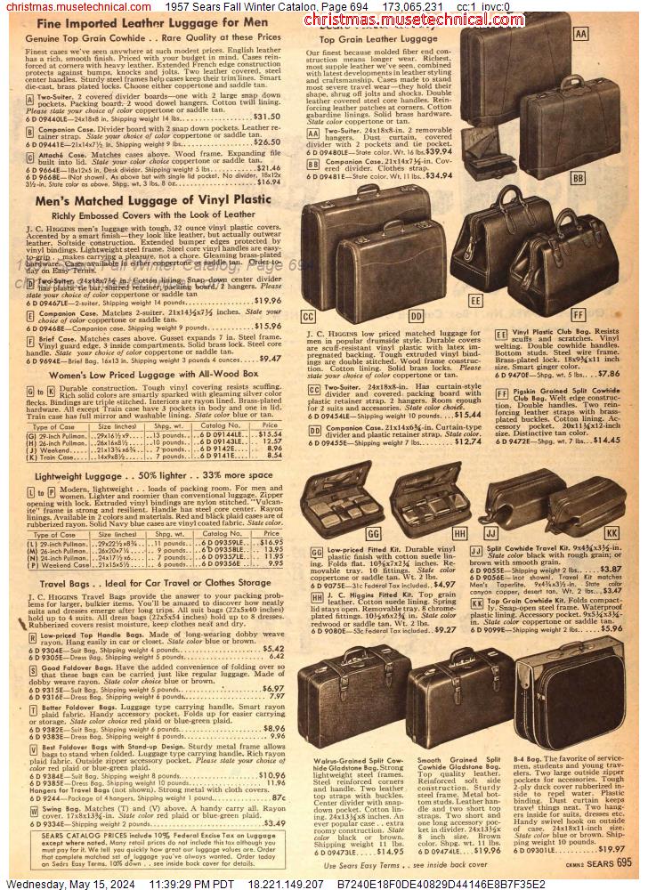 1957 Sears Fall Winter Catalog, Page 694