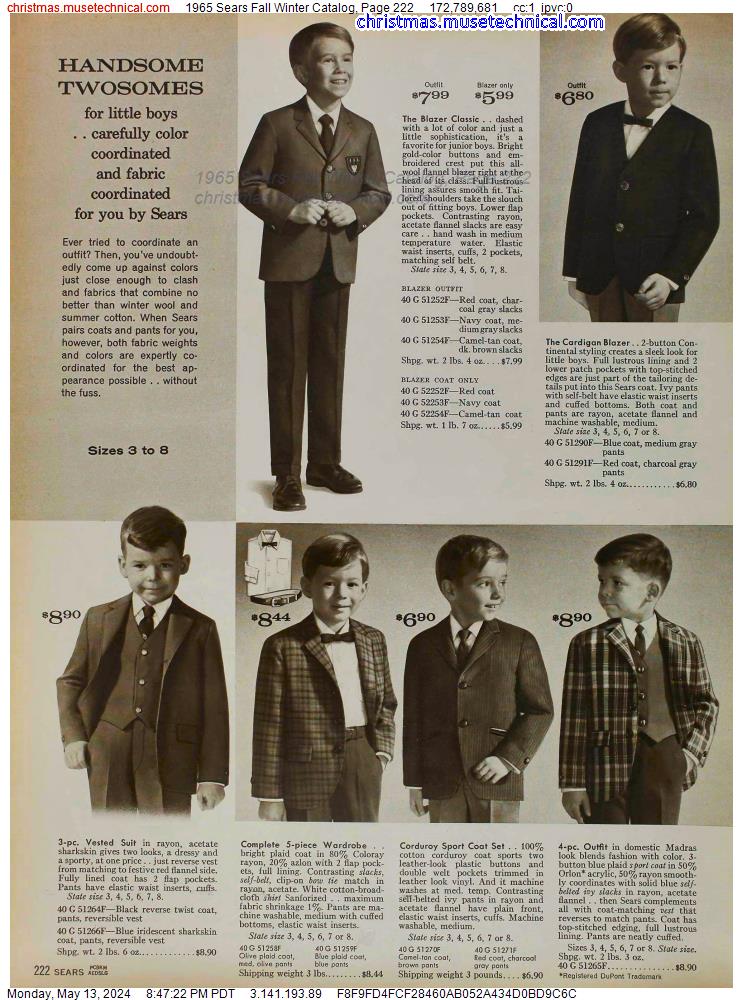 1965 Sears Fall Winter Catalog, Page 222