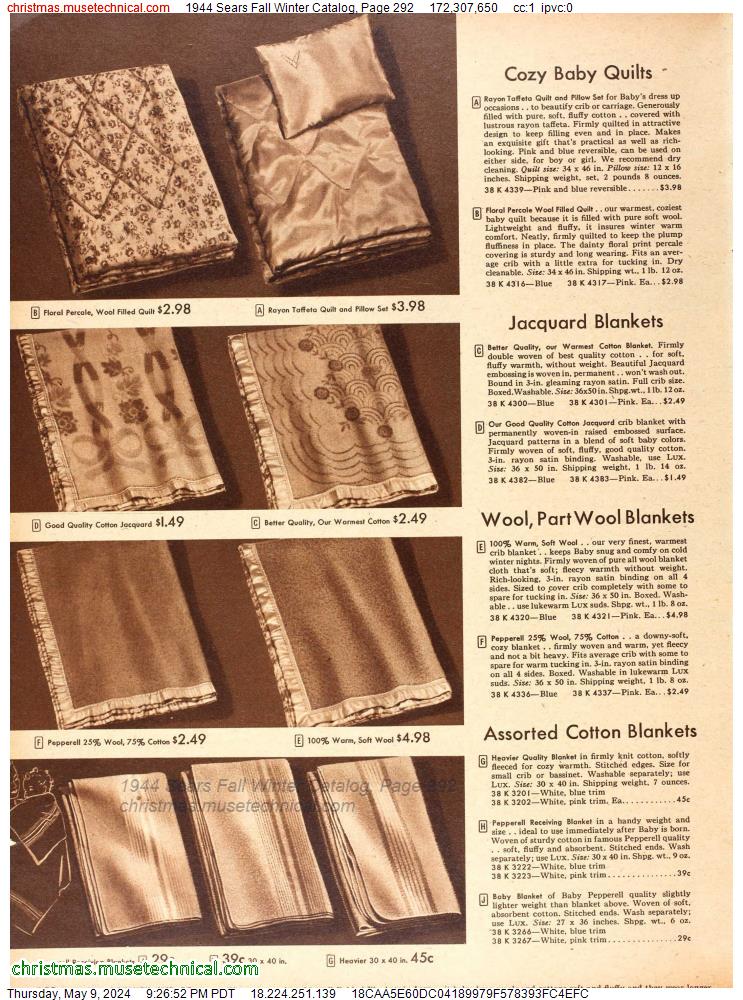 1944 Sears Fall Winter Catalog, Page 292