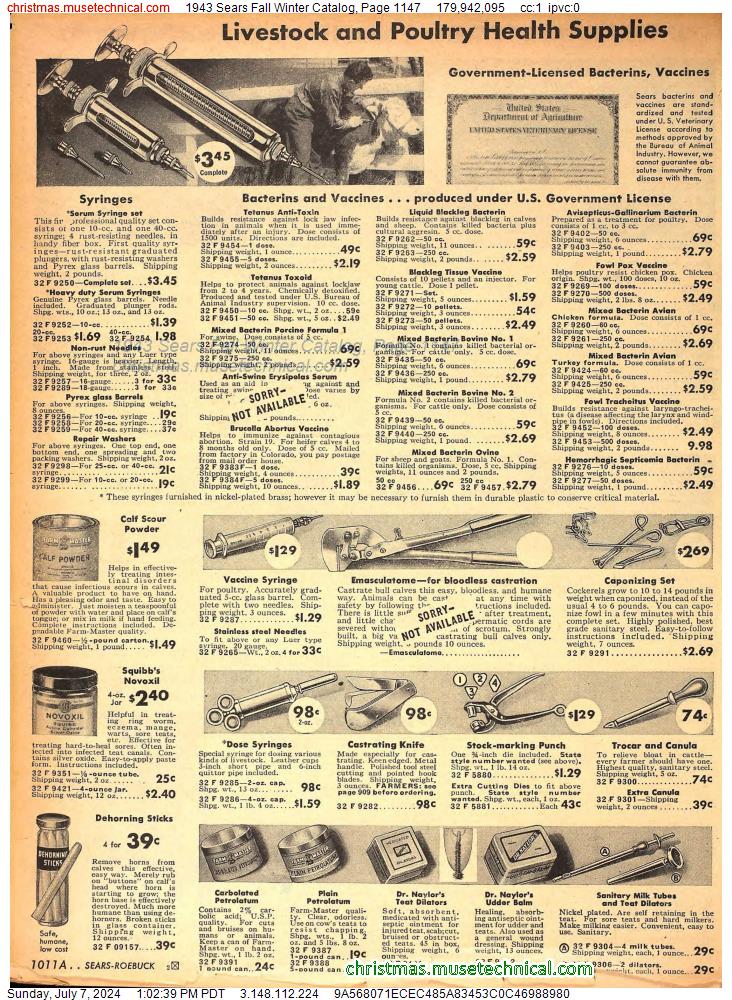 1943 Sears Fall Winter Catalog, Page 1147