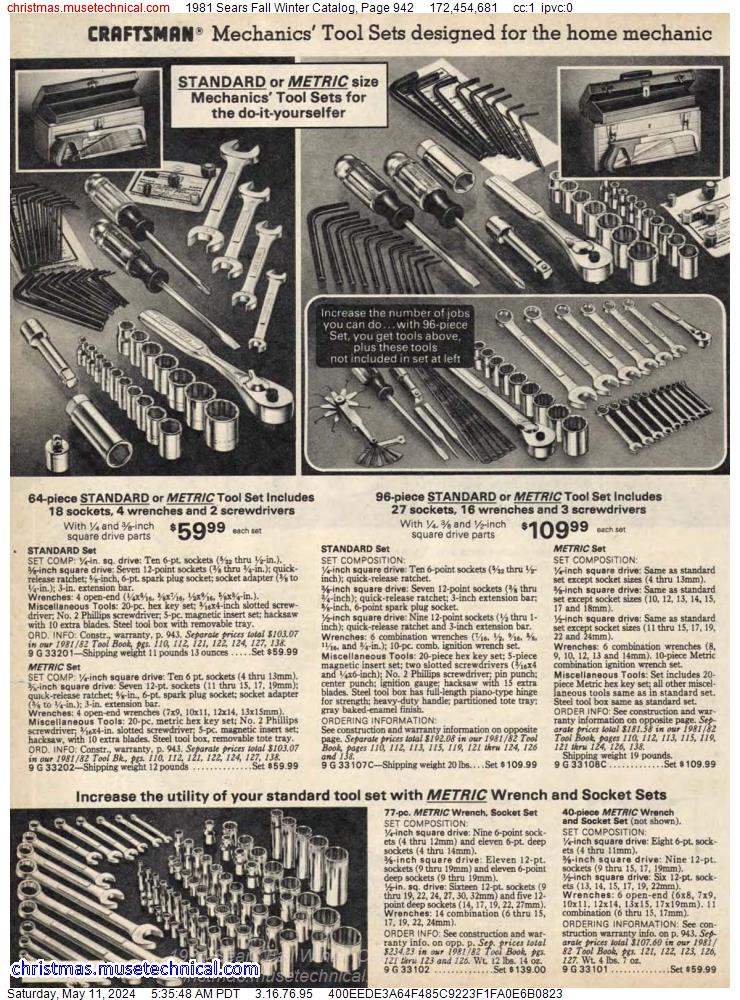 1981 Sears Fall Winter Catalog, Page 942