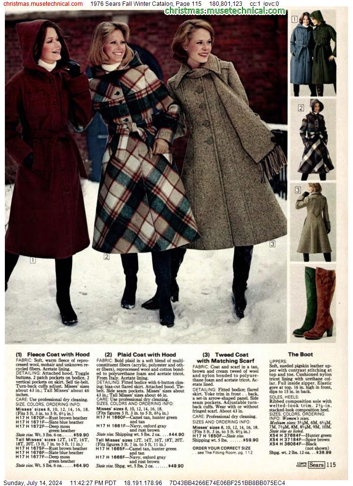 1976 Sears Fall Winter Catalog, Page 115