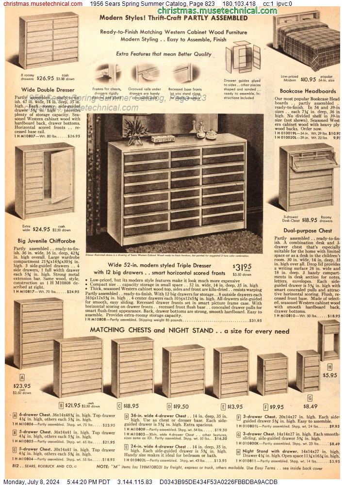 1956 Sears Spring Summer Catalog, Page 823