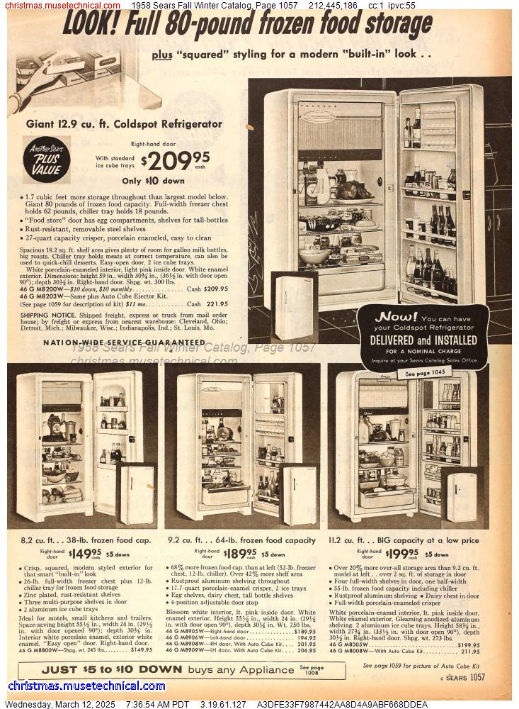 1958 Sears Fall Winter Catalog, Page 1057