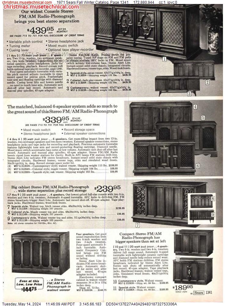 1971 Sears Fall Winter Catalog, Page 1341
