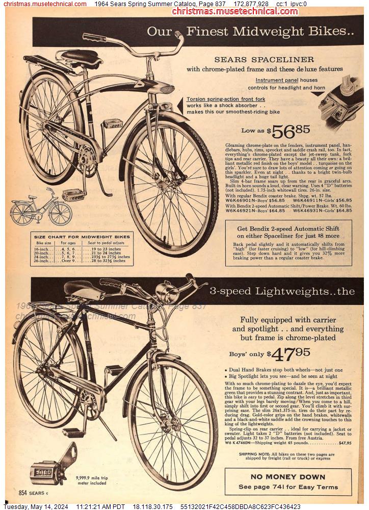 1964 Sears Spring Summer Catalog, Page 837