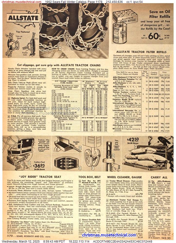 1952 Sears Fall Winter Catalog, Page 1178