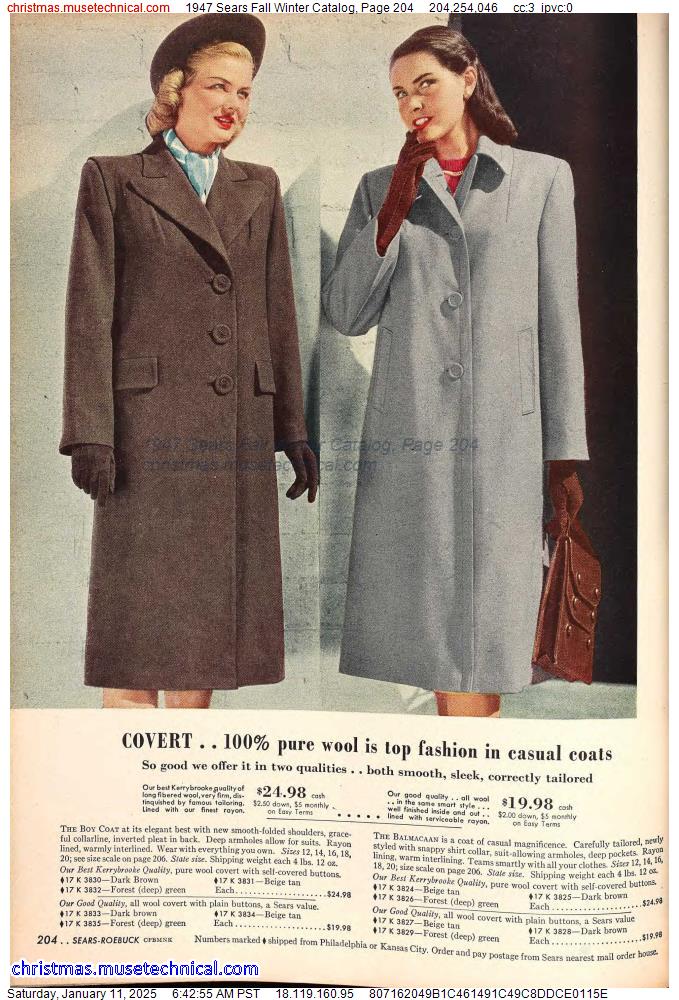 1947 Sears Fall Winter Catalog, Page 204