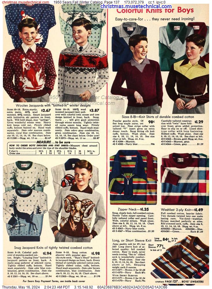 1950 Sears Fall Winter Catalog, Page 137