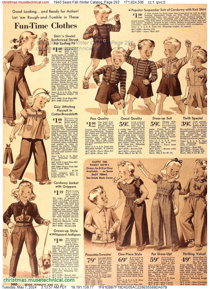 1940 Sears Fall Winter Catalog, Page 293