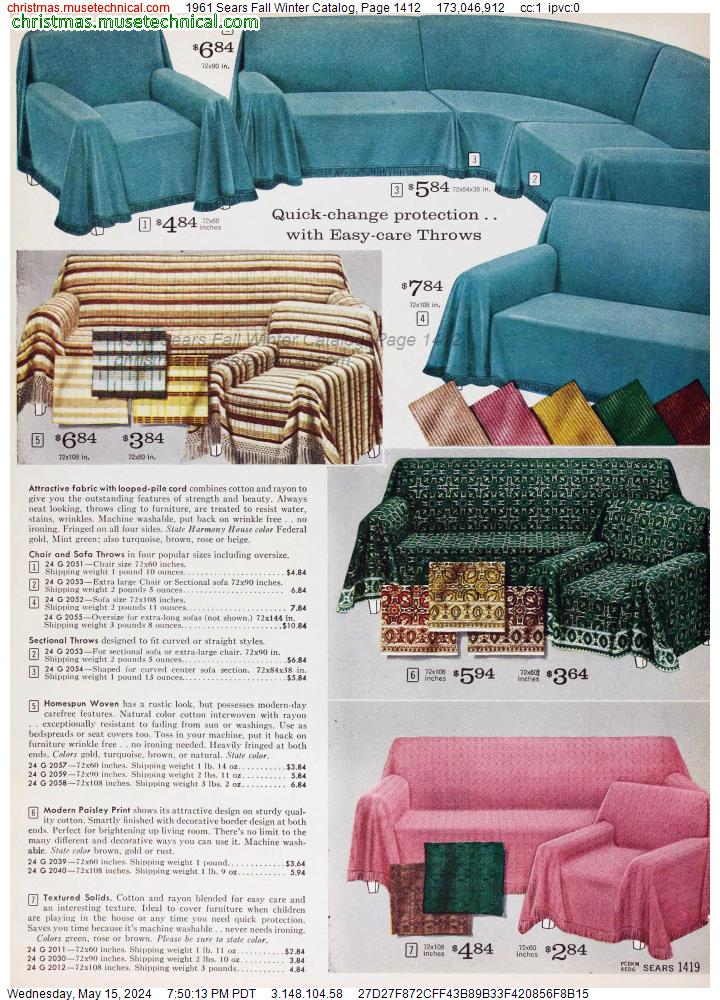 1961 Sears Fall Winter Catalog, Page 1412