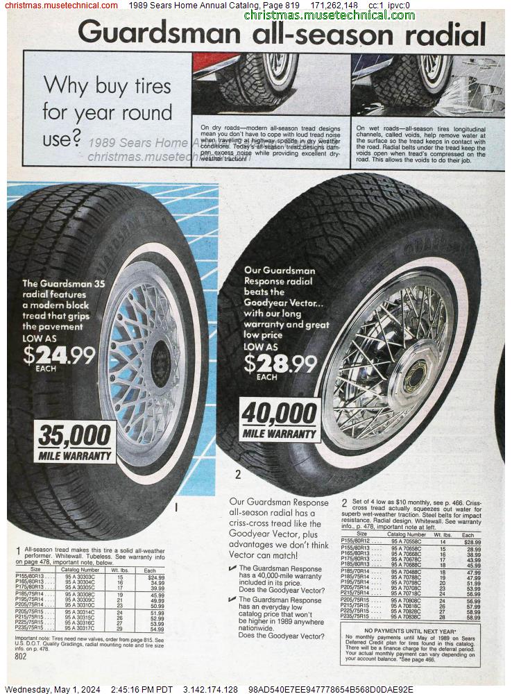 1989 Sears Home Annual Catalog, Page 819