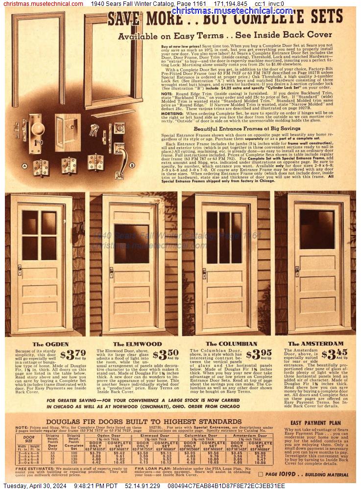 1940 Sears Fall Winter Catalog, Page 1161
