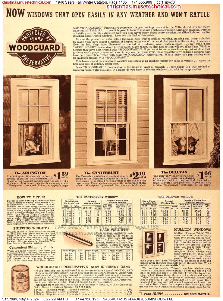 1940 Sears Fall Winter Catalog, Page 1165