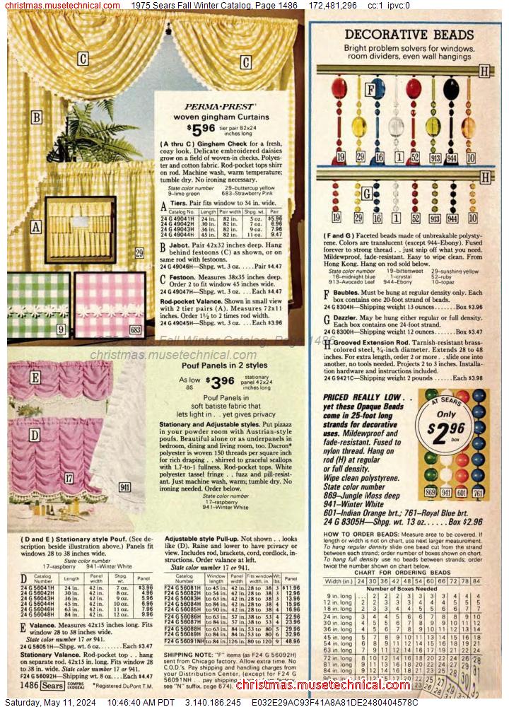 1975 Sears Fall Winter Catalog, Page 1486