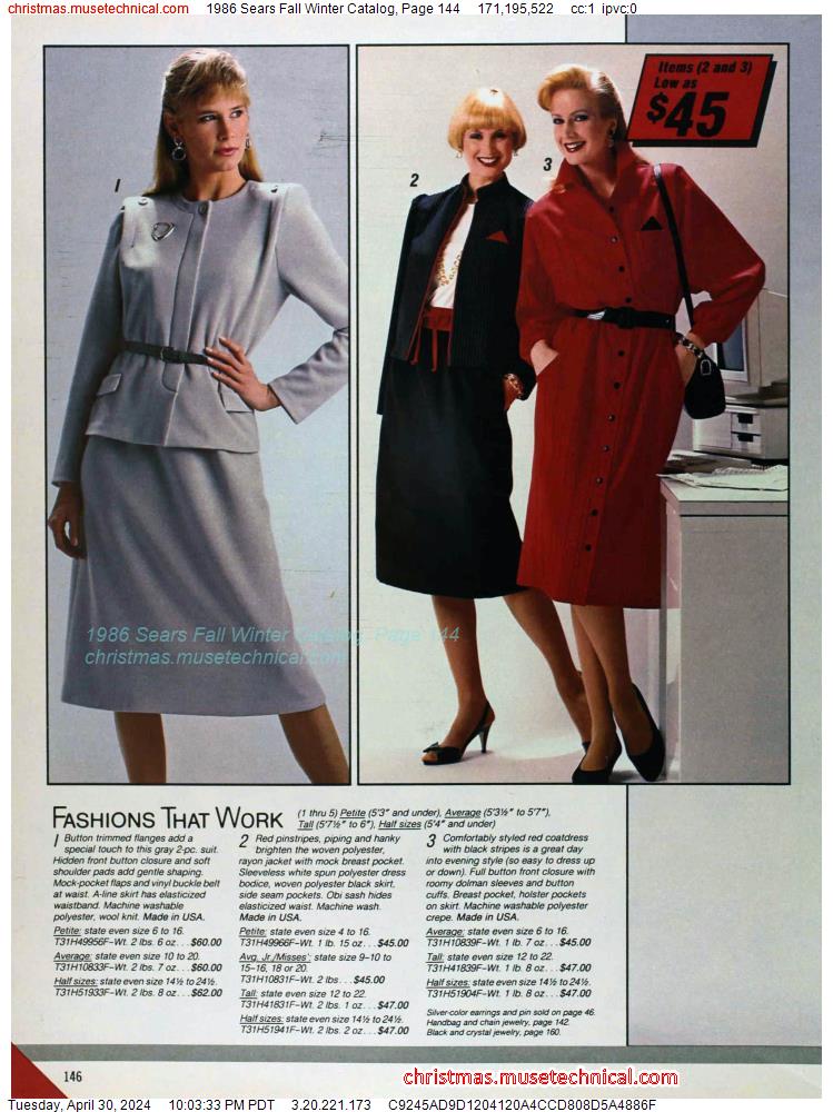 1986 Sears Fall Winter Catalog, Page 144