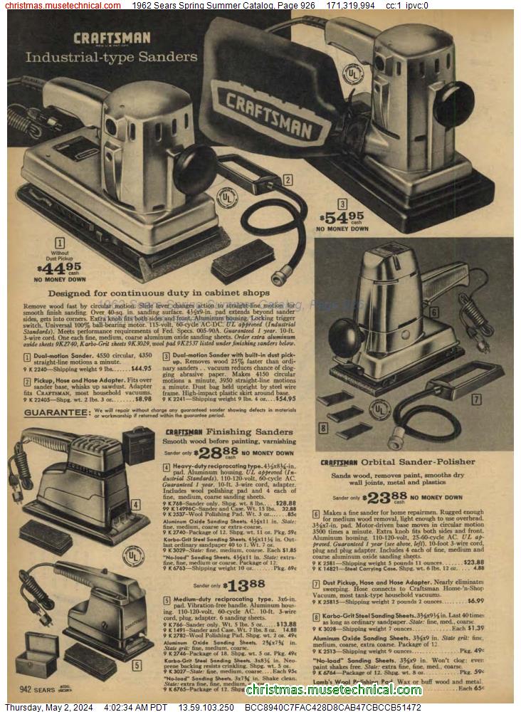 1962 Sears Spring Summer Catalog, Page 926