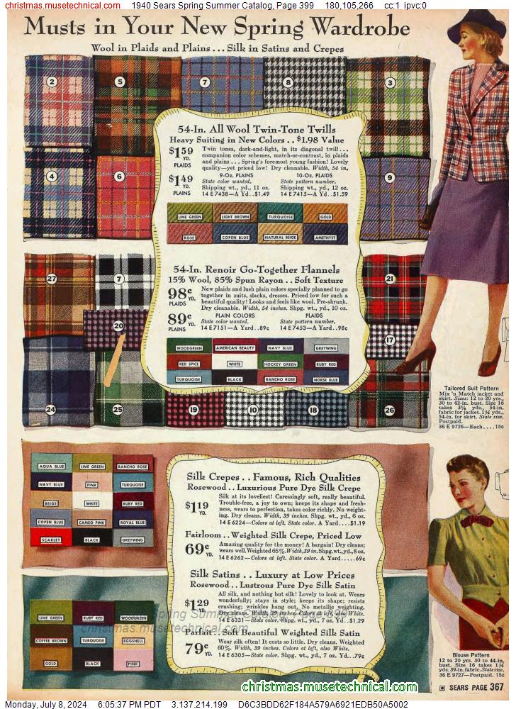 1940 Sears Spring Summer Catalog, Page 399