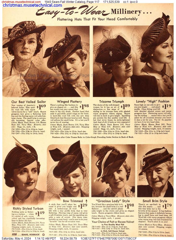1940 Sears Fall Winter Catalog, Page 117