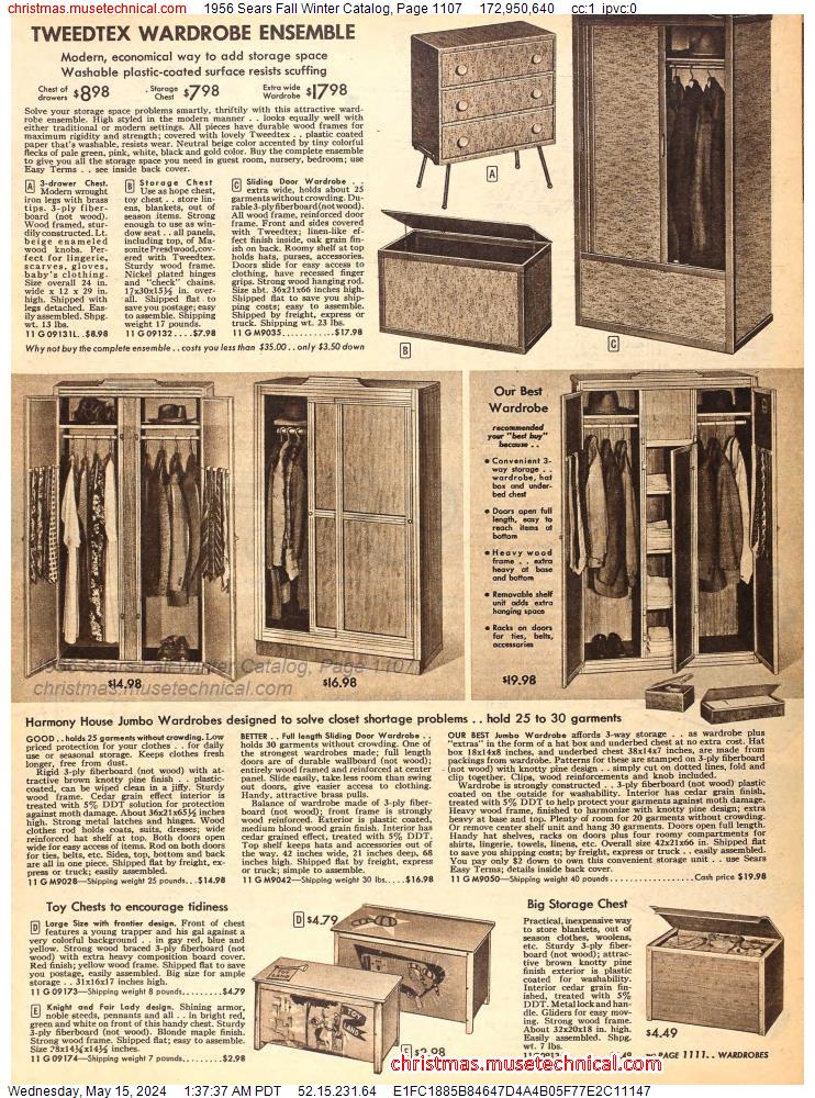 1956 Sears Fall Winter Catalog, Page 1107