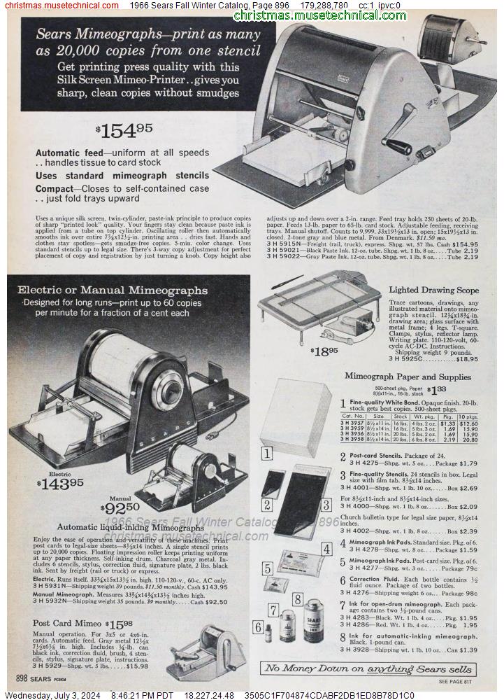 1966 Sears Fall Winter Catalog, Page 896