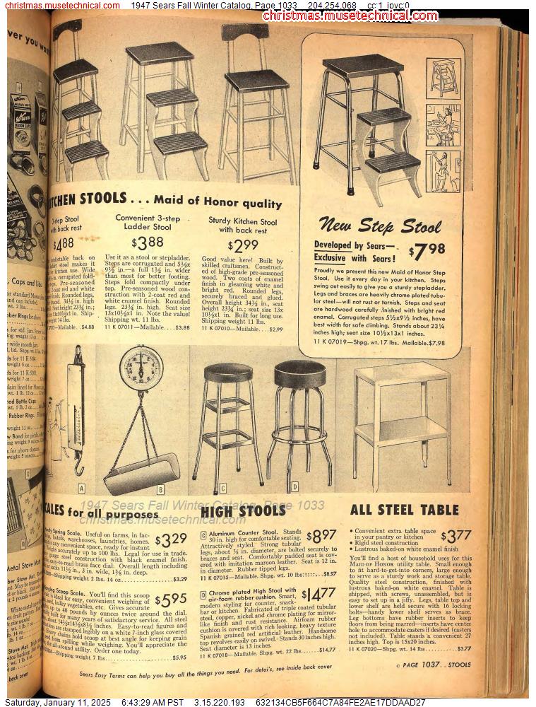 1947 Sears Fall Winter Catalog, Page 1033