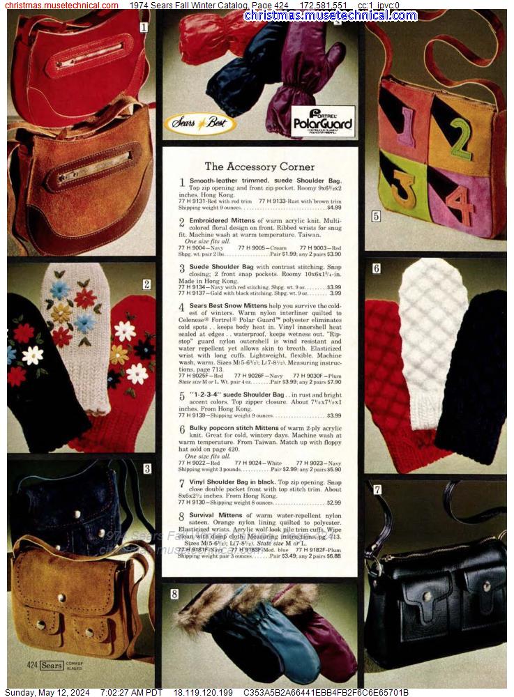 1974 Sears Fall Winter Catalog, Page 424