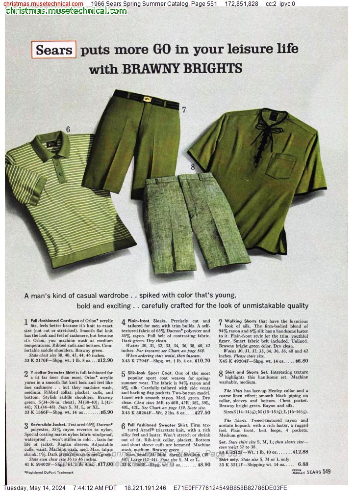 1966 Sears Spring Summer Catalog, Page 551