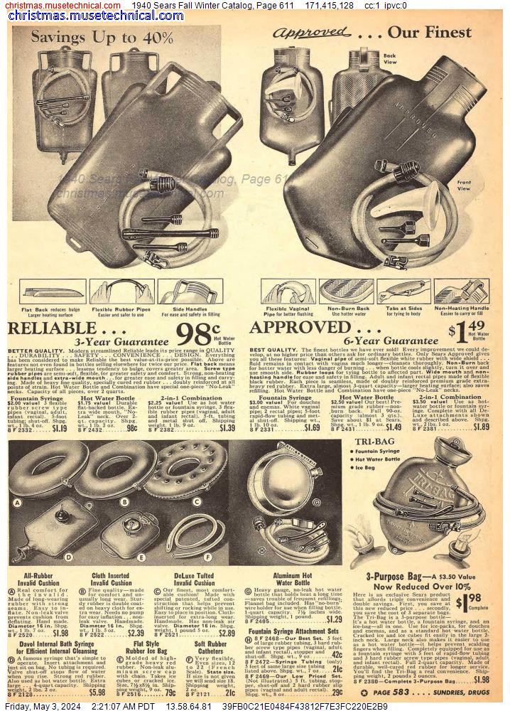 1940 Sears Fall Winter Catalog, Page 611