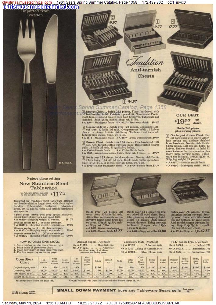 1961 Sears Spring Summer Catalog, Page 1358